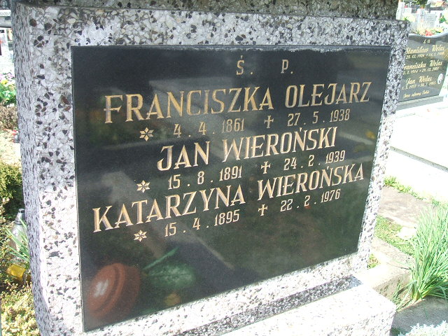 Franciszka Olejarz 1861 Kęty Gmina - Grobonet - Wyszukiwarka osób pochowanych