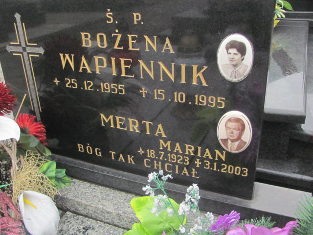 Bożena Wapiennik 1955 Kęty Gmina - Grobonet - Wyszukiwarka osób pochowanych